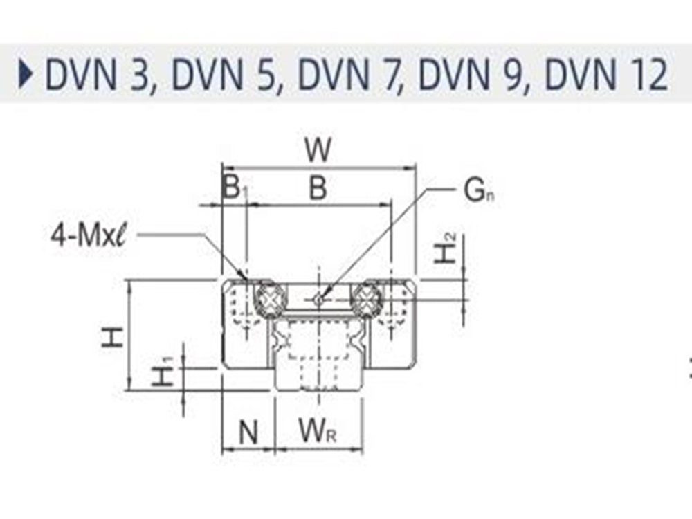 DVN5微型線性導(dǎo)軌左視圖