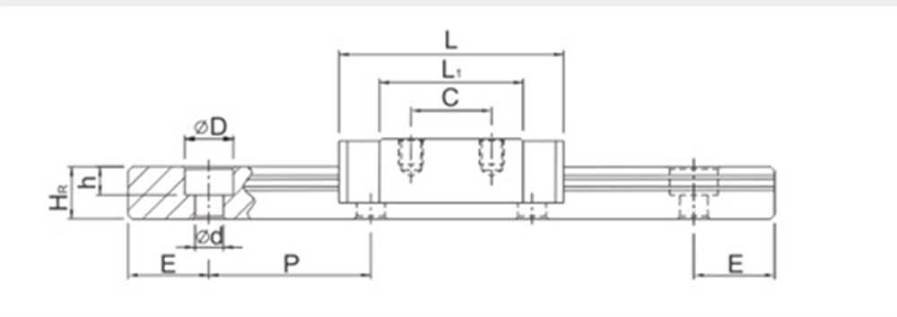 DVN5微型線性導(dǎo)軌主視圖